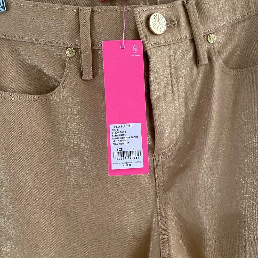 Lilly Pulitzer gold metallic Eagan Jean 0
